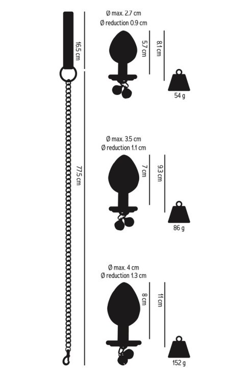 Analni Butt Plug Set with a Leash