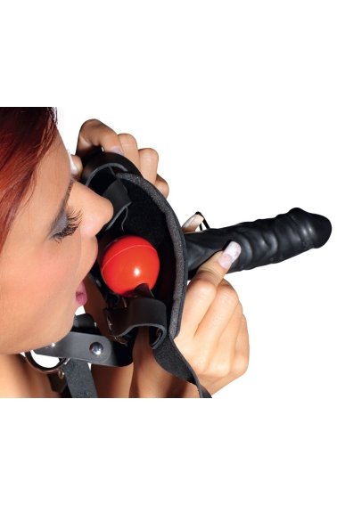 Кляп Leather Head Harness with Dildo 2