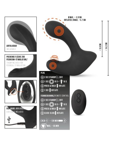 Massager prostate RC Butt Plug with 3 functions