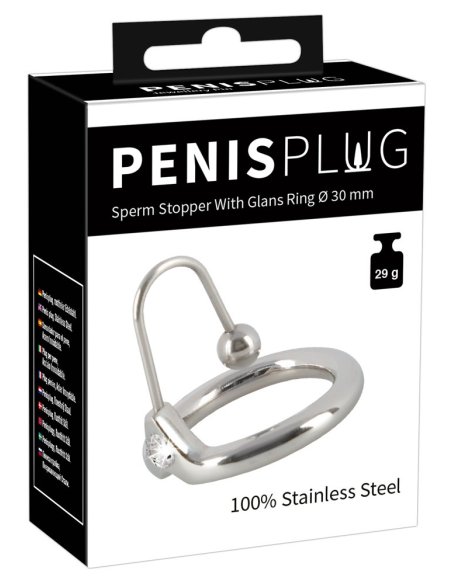 Čep za penis Sperm Stopper With Glans Ring Ø 30 mm