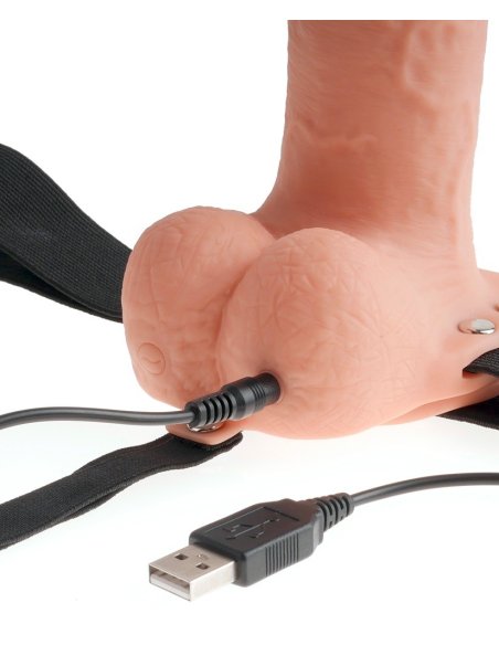 Strap-on sa vibracijom 7" Hollow Rechargeable Strap-on with Balls