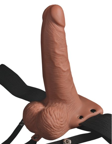 Strap-on sa vibracijom 6" Hollow Rechargeable Strap-on with Balls