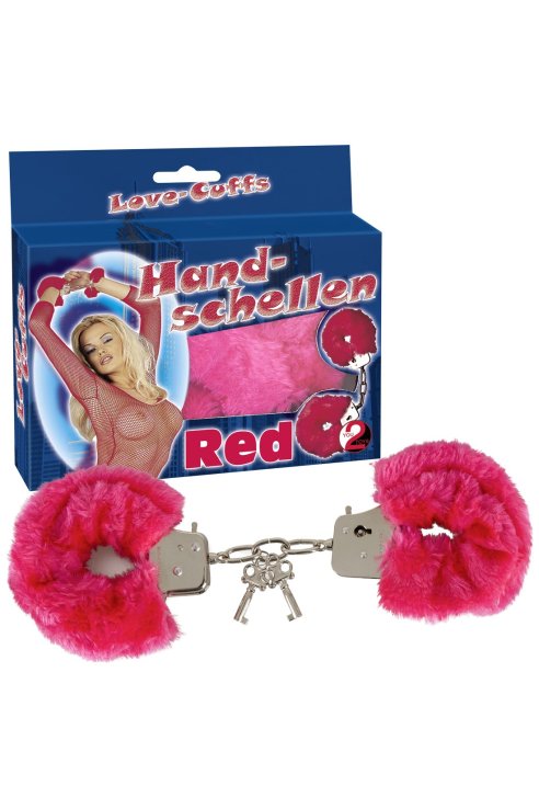 Металлические наручники с мехом Love Cuffs red