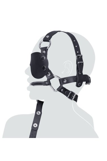Кляп Leather Head Harness with Dildo 2
