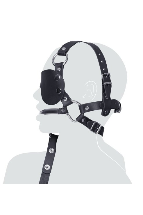 Кляп Leather Head Harness with Dildo