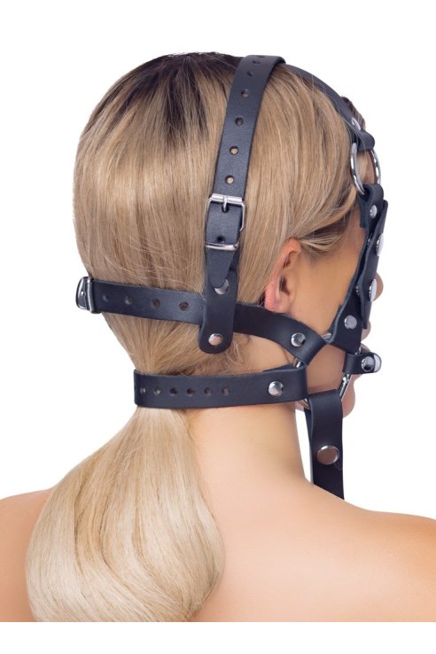 Кляп Leather Head Harness with Dildo