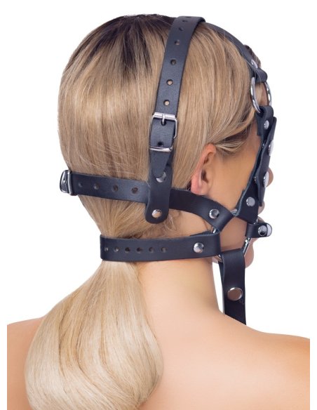 Кляп Leather Head Harness with Dildo