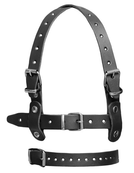 Кляп Leather Head Harness with Dildo