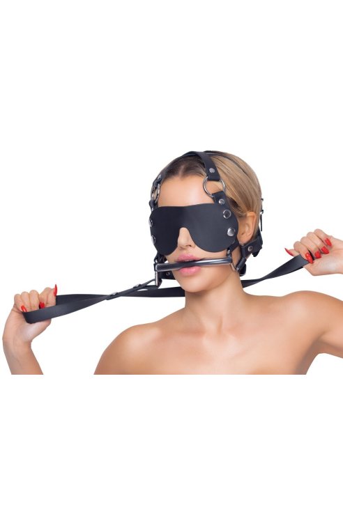 Кляп Leather Head Harness with Dildo