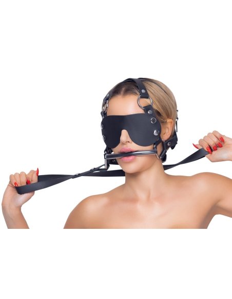 Кляп Leather Head Harness with Dildo