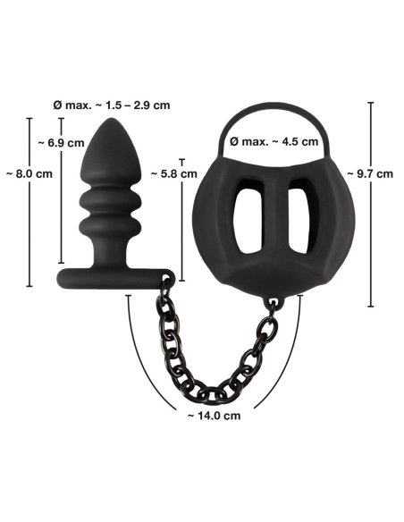 Black Velvets Cock & Ball Ring + Plug