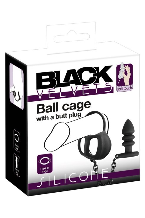 Black Velvets Cock & Ball Ring + Plug