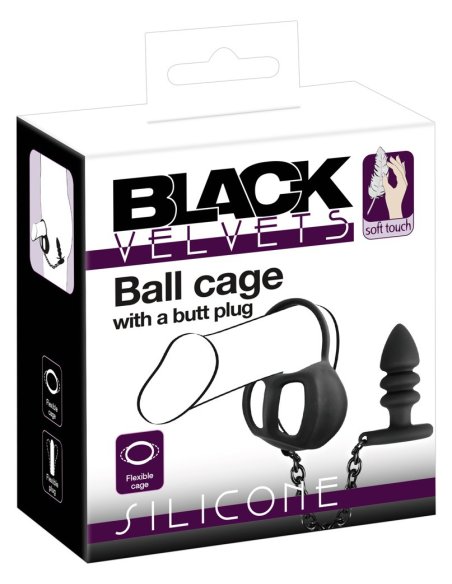 Black Velvets Cock & Ball Ring + Plug