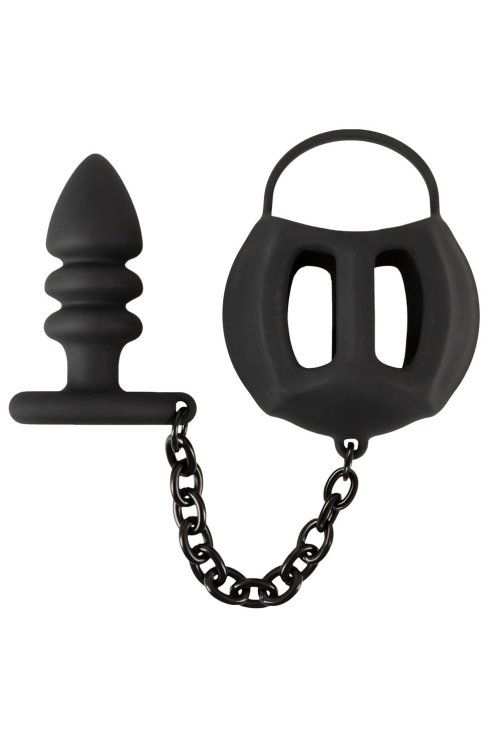 Black Velvets Cock & Ball Ring + Plug