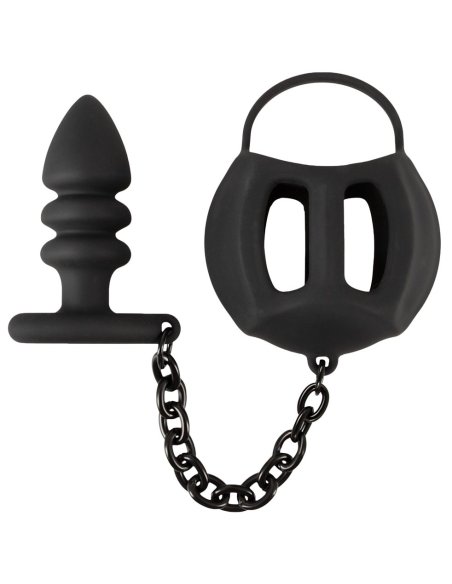 Black Velvets Cock & Ball Ring + Plug