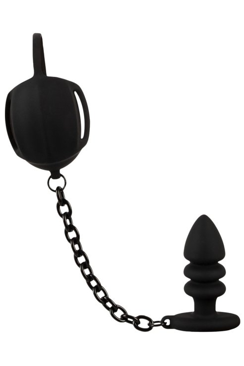 Black Velvets Cock & Ball Ring + Plug