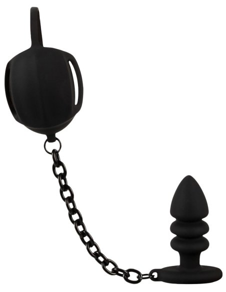 Black Velvets Cock & Ball Ring + Plug