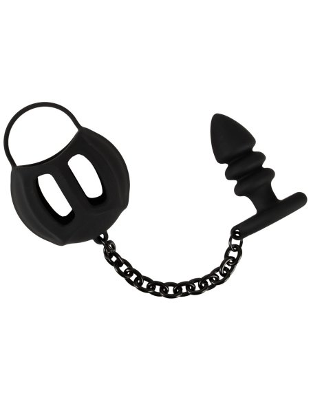 Black Velvets Cock & Ball Ring + Plug