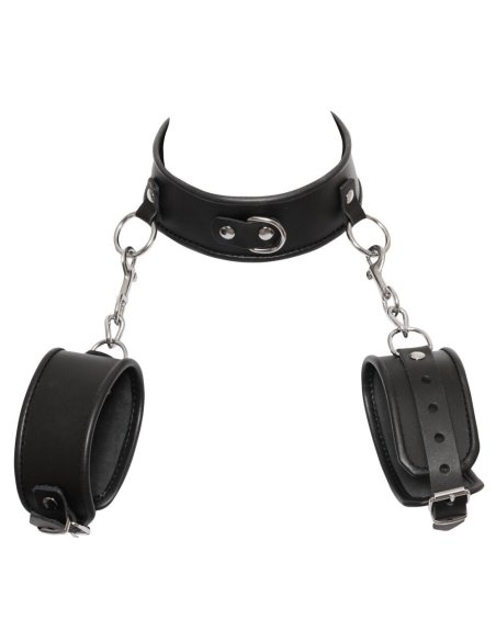 Leather neck and hand cuffs