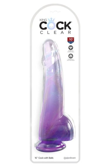 Dildo 10“ Cock with Balls King Cock Clear