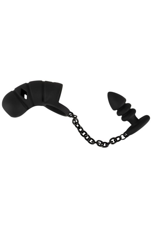 Cock cage with butt plug Black Velvets