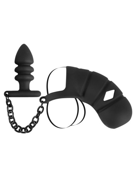 Cock cage with butt plug Black Velvets