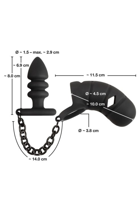 Cock cage with butt plug Black Velvets