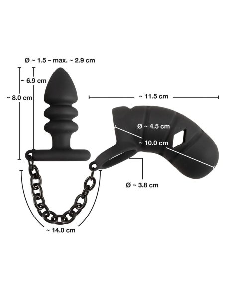 Cock cage with butt plug Black Velvets