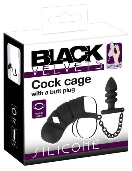 Cock cage with butt plug Black Velvets