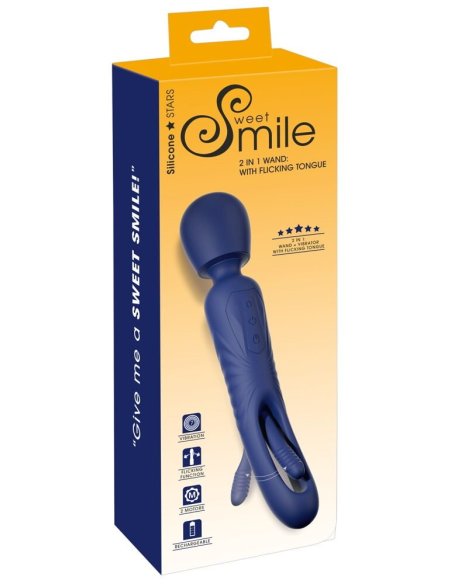 Vibromassager 2in1 Wand with Flicking Tongue Sweet Smile