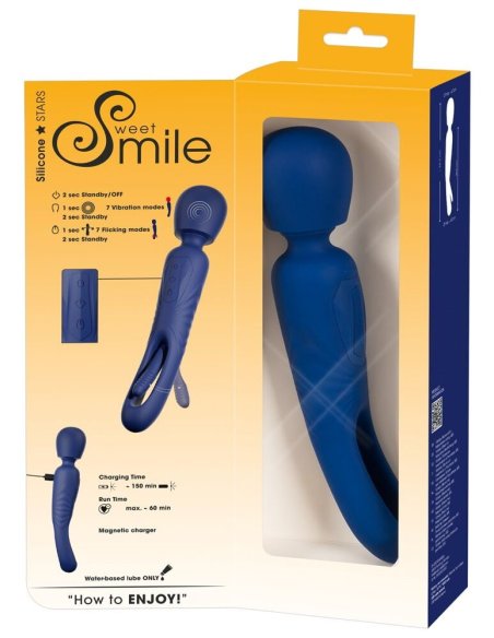 Вибромассажер 2in1 Wand with Flicking Tongue Sweet Smile
