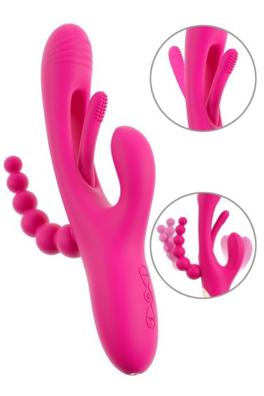 Vibrator za trostruku stimulaciju Triple Vibe With Flicking Tongue Sweet Smile