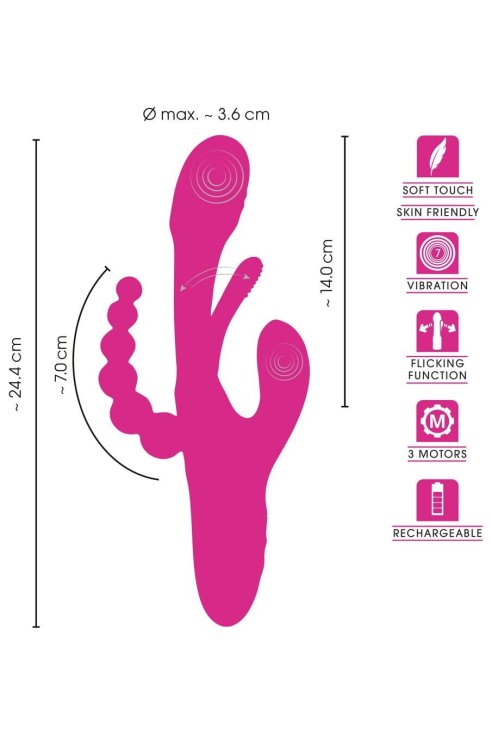 Vibrator za trostruku stimulaciju Triple Vibe With Flicking Tongue Sweet Smile