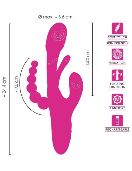 Vibrator za trostruku stimulaciju Triple Vibe With Flicking Tongue Sweet Smile