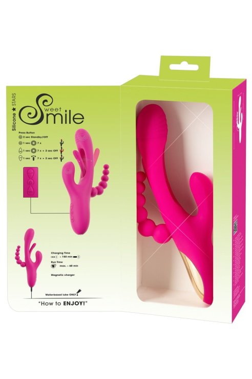 Vibrator za trostruku stimulaciju Triple Vibe With Flicking Tongue Sweet Smile