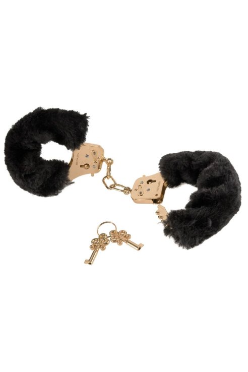 Металлические наручники с мехом Deluxe Furry Cuffs Fetish Fantasy Gold