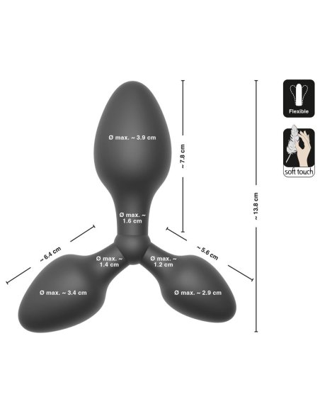 Abalba kupa Training triple butt plug Black Velvets