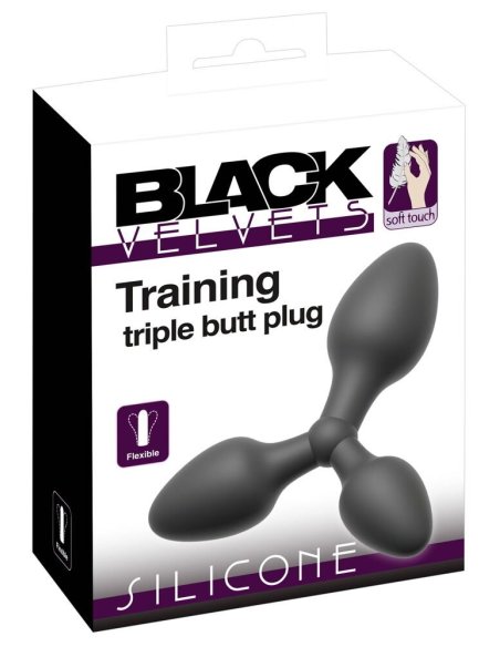 Abalba kupa Training triple butt plug Black Velvets