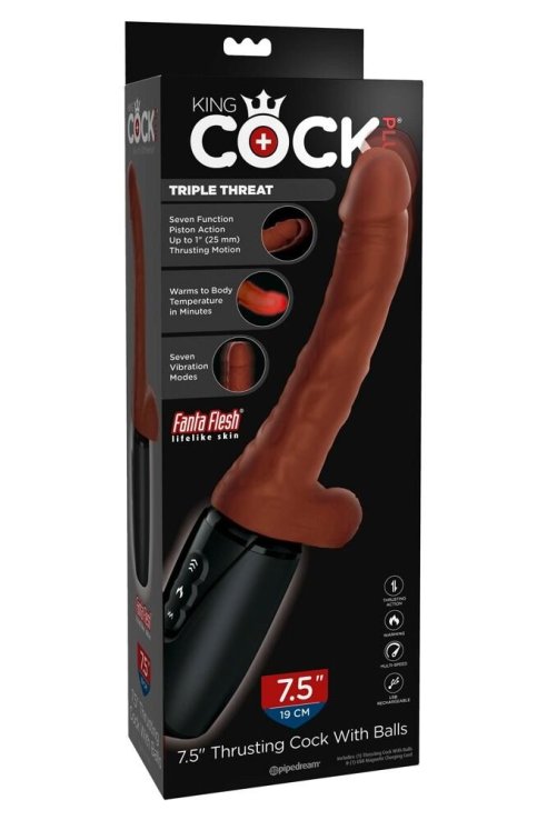 Vibrating 7.5" Thrusting Cock with Balls King Cock Plus