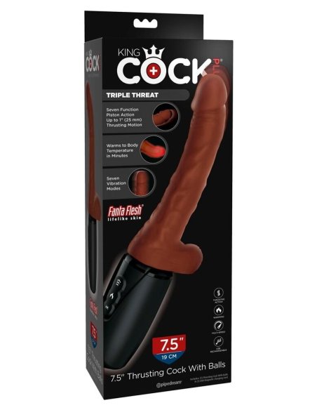 Vibrating 7.5" Thrusting Cock with Balls King Cock Plus