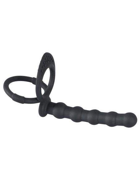 Кольцо для пениса и анальные шарики Black Velvets Cock & ball ring