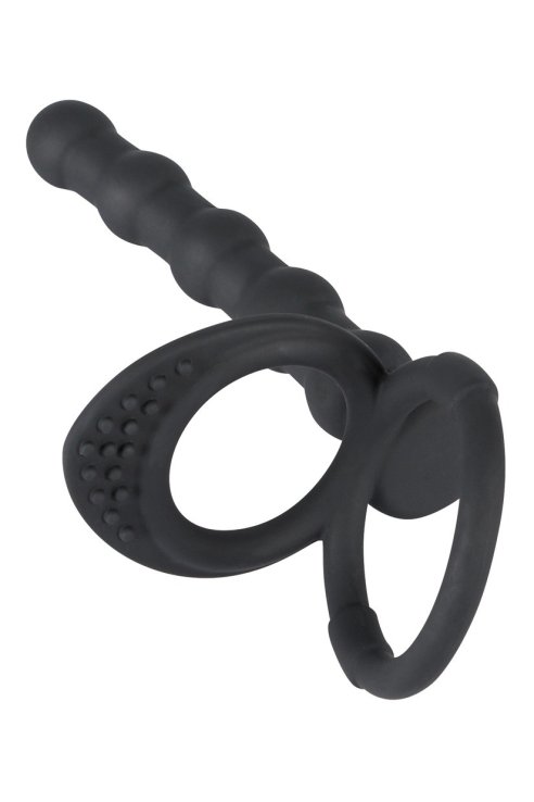 Кольцо для пениса и анальные шарики Black Velvets Cock & ball ring