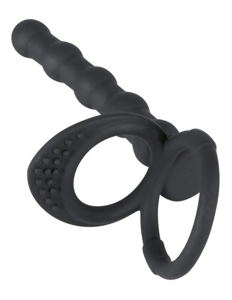 Кольцо для пениса и анальные шарики Black Velvets Cock & ball ring