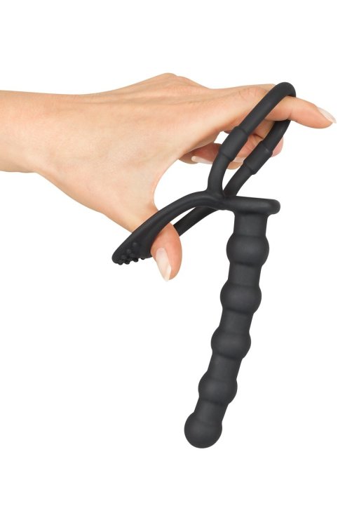 Prsten za penis i analne kuglice Black Velvets Cock & ball ring