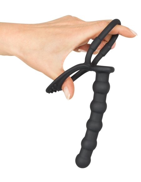 Prsten za penis i analne kuglice Black Velvets Cock & ball ring