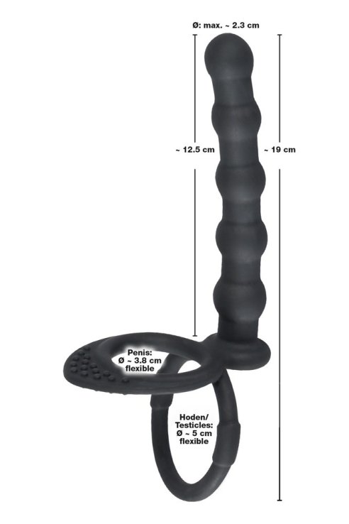 Prsten za penis i analne kuglice Black Velvets Cock & ball ring