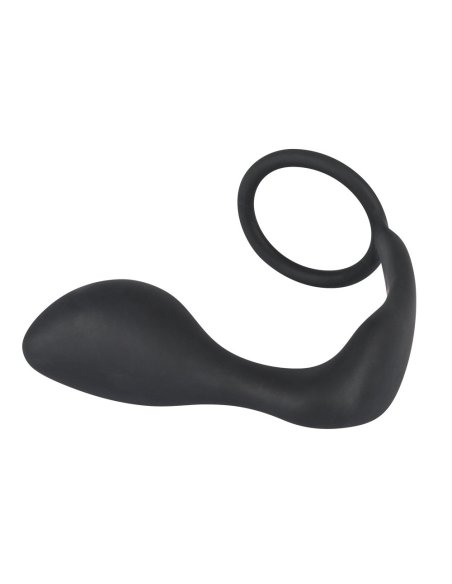 Prsten za penis + čep Black Velvets Ring & Plug