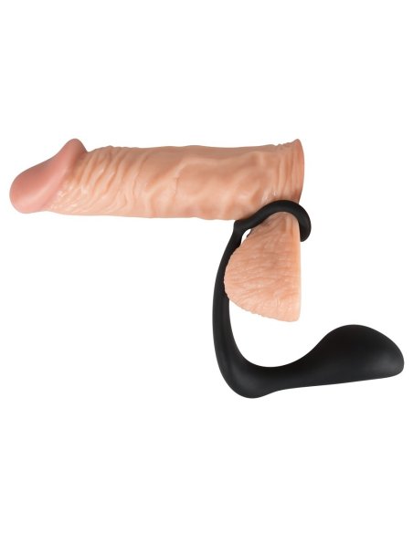 Prsten za penis + čep Black Velvets Ring & Plug